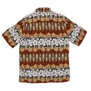 Aloha Hut Hawaiian Shirt Men's Size L Short Sleeve Surfboard Print Nice Colors